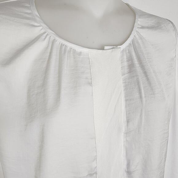 CAbi Women Snap Blouse Sleeveless Large White Sheer Lightweight Business Neutral - Picture 6 of 9